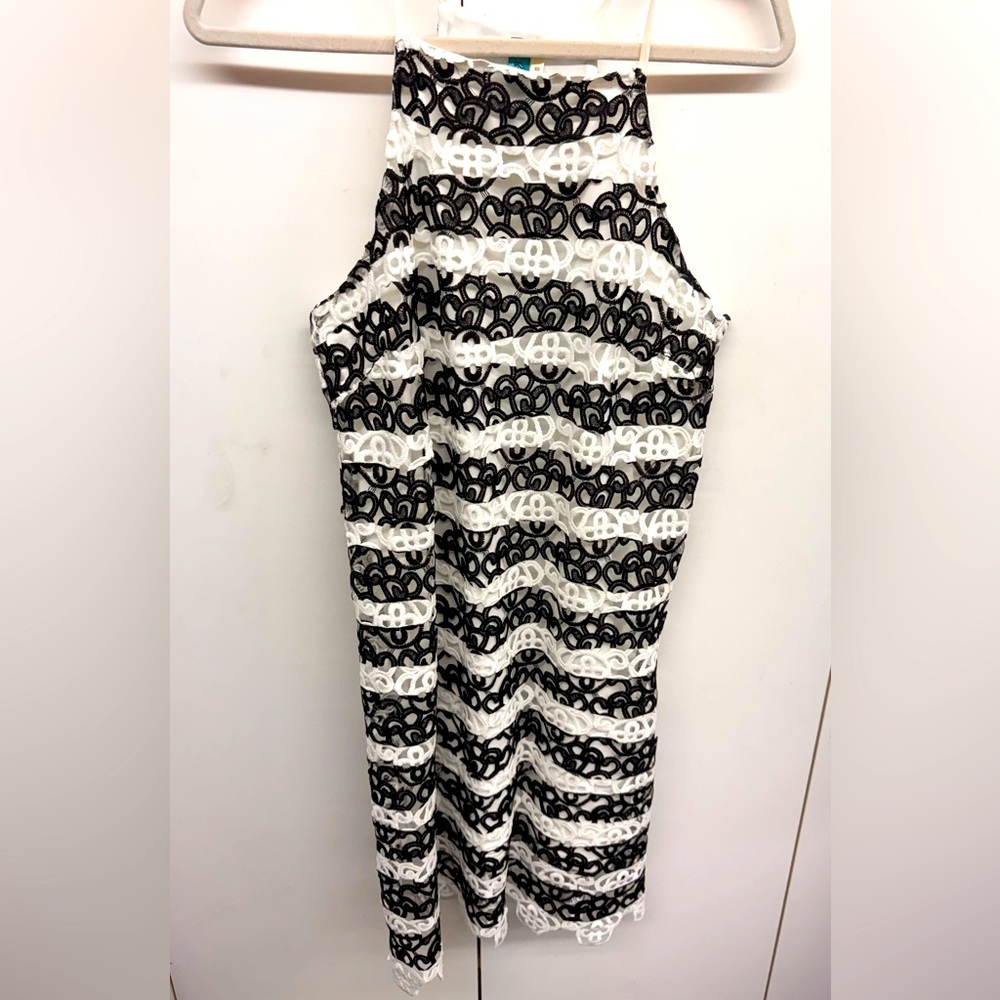 Buttons Black & White Embroidered Sundress